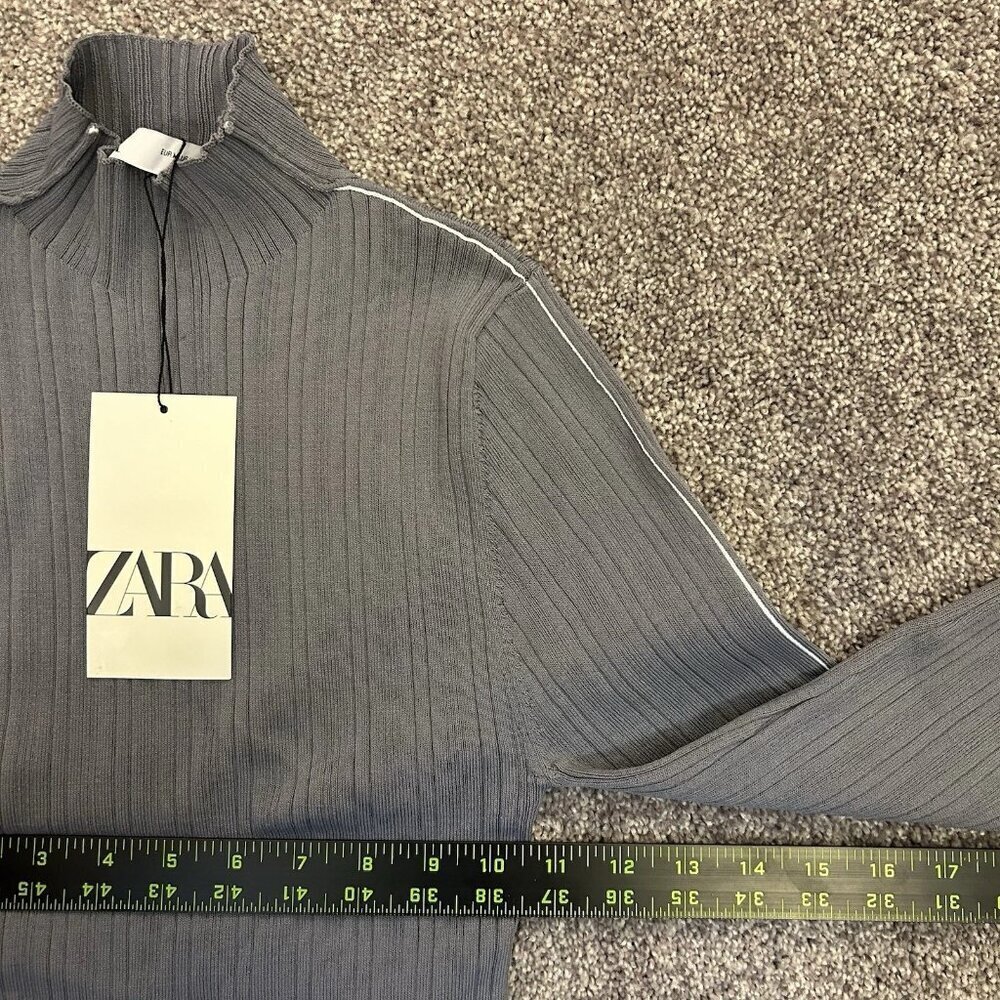 Zara Women's Long Sleeves Mini Dress Size M Gray Fitted Knit Stretch NWT $49.90 - Picture 10 of 16